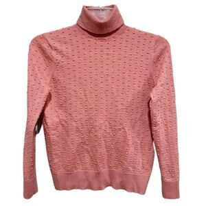 Soft Girl Cos Wool 3D Dot Turtleneck Sweater Small Pink Coquette Preppy Knit